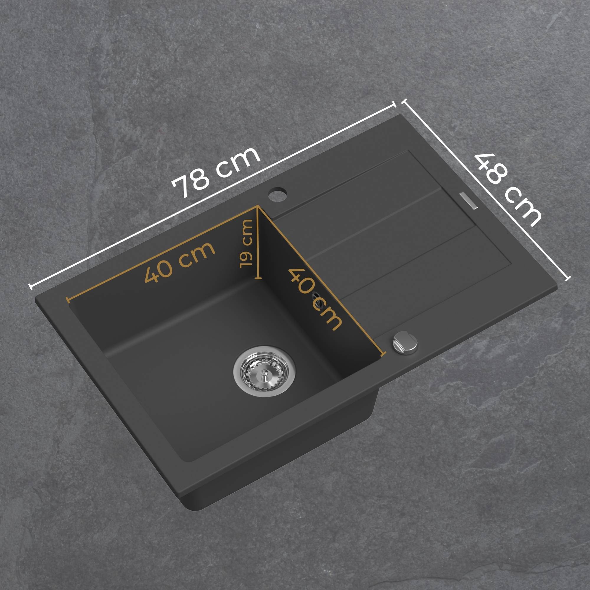 Zlew granitowy jednokomorowy z ociekaczem - SPARTA